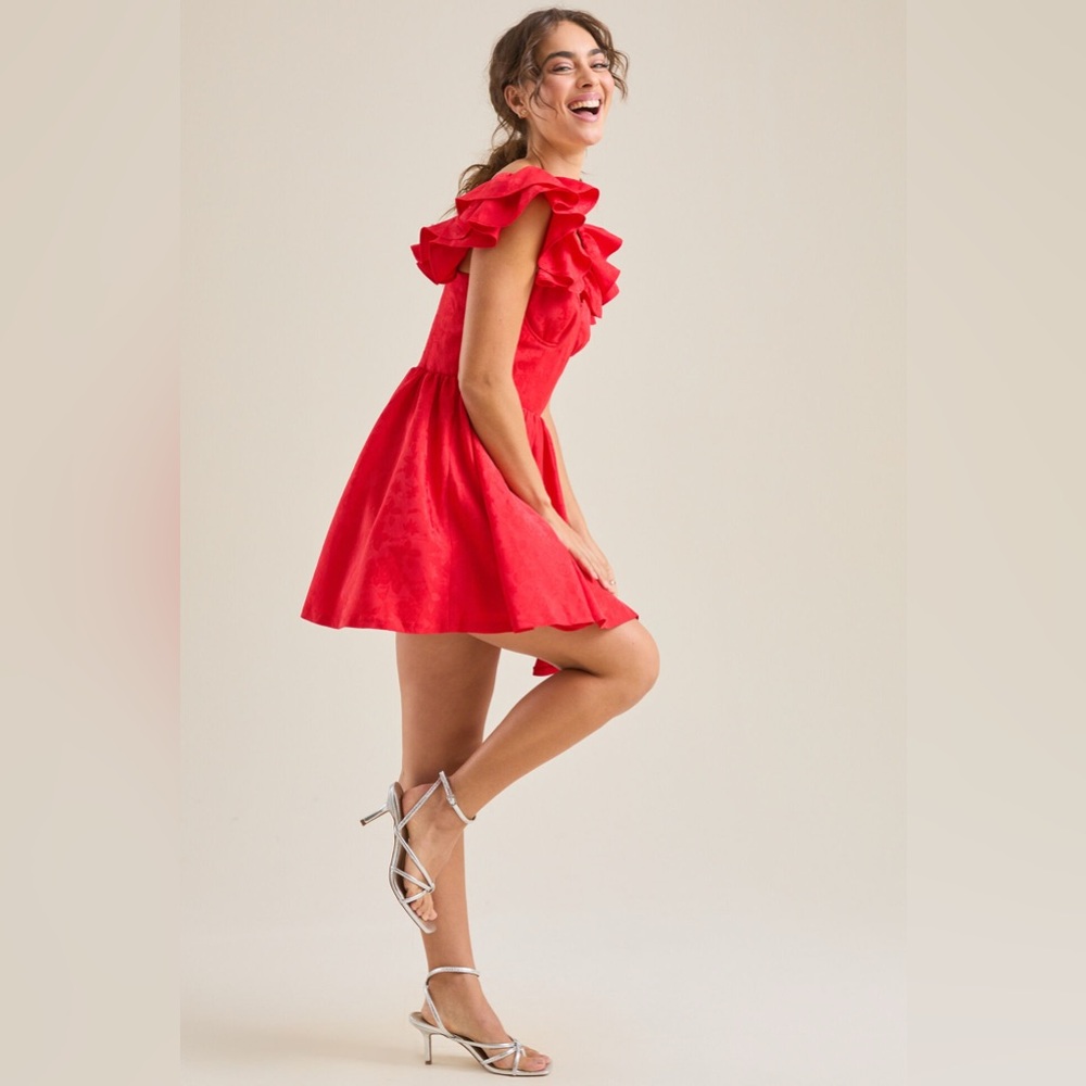 Altar'd State Red Ruffled Mini Dress - Picture 2 of 6